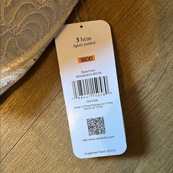 Rene Rofe Lace Bra Set - Cream & Tan Pack of 2 - Picture 3 of 3